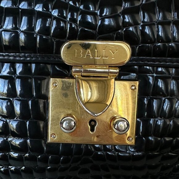 Bally Black Alligator Shoulder Bag with Wallet - Picture 7 of 16